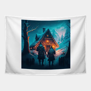 Valheim Vikings Winter Lodge Tapestry