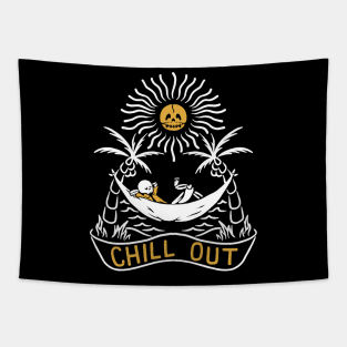 Chill Out Under the Sun Skeleton Tapestry