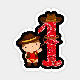 Kids 1st Birthday One Year Old Baby Cowboy Party Western Rodeo Magnet