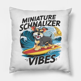 Majestic Miniature Schnauzer Surfing A Wave Pillow