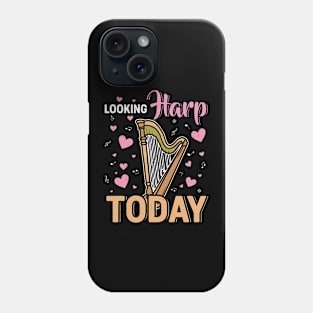 Harp Player Musician Harpist Instrument Looking Harp Today Phone Case