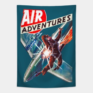 Air Adventures Comic Plane Skydiver Sky Explosion Retro Vintage Tapestry