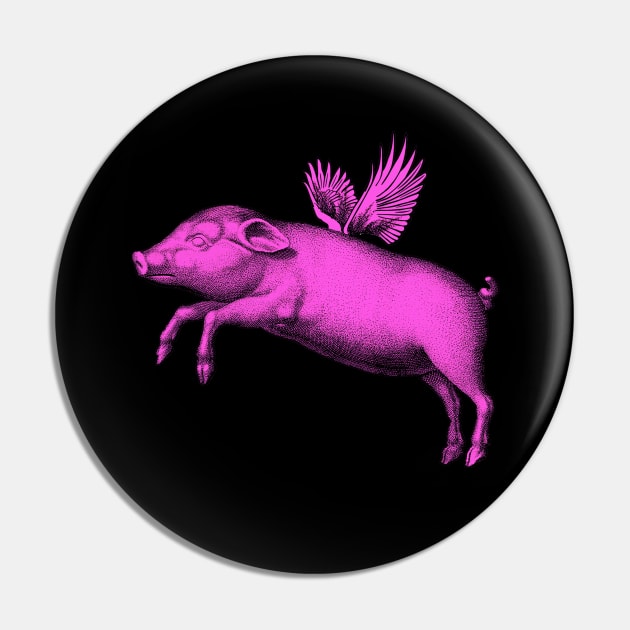 Flying Pig Funny Saying With Pink Modern Pop Art | Vintage  Fat Animal Wings Pin by ZAZIZU