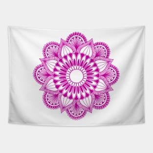 Flower Mandala (magenta on white) Tapestry