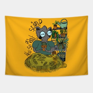 Raccoon's Cozy Green Haven Tapestry