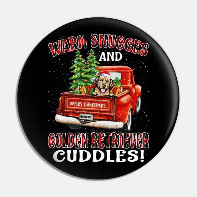 Warm Snuggles And Golden Retriever Cuddles Ugly Christmas Sweater Pin by intelus