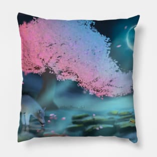 Moonlight wolf scenery Pillow