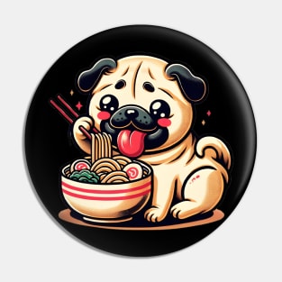 Pug Eating Ramen Pin