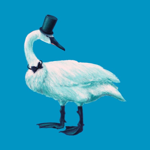 Funny Swan With Bowtie And Top Hat by Boriana Giormova