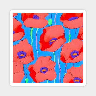 Field of Red Poppies Flower Pattern (MD23Mrl001) Magnet