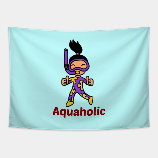 Aquaholic - Swimming Pun Tapestry by Allthingspunny