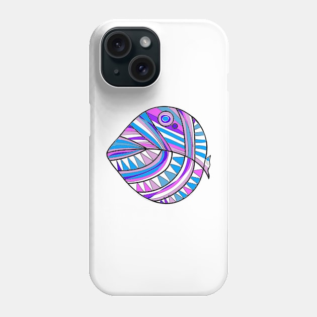 Mazipoodles New Fish Head Leaf White Purple Blue Distressed Phone Case by Mazipoodles