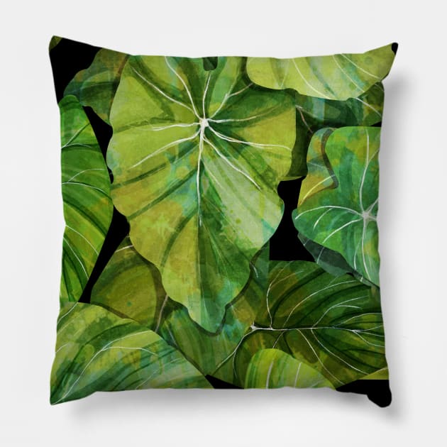 Green Leaves Pillow by KatherineBlowerDesigns