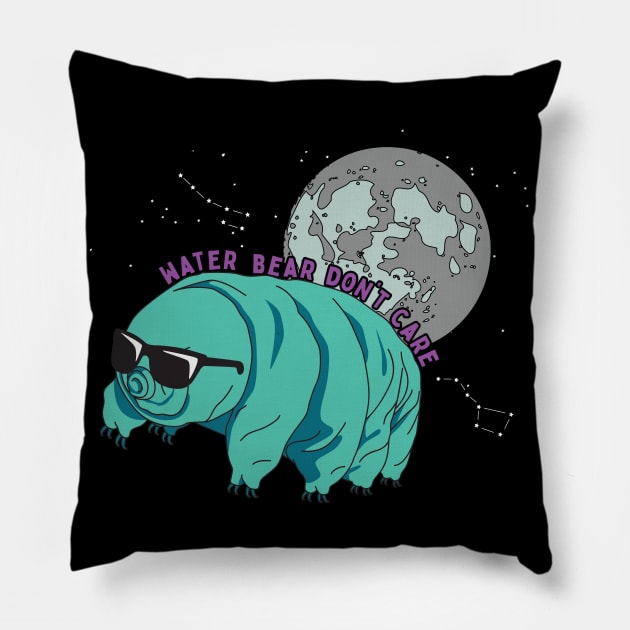 Water Bear Don't Care Tardigrade Pun Pillow by Giggias