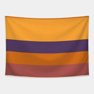 A cool commixture of Old Heliotrope, Dark Mauve, Giant'S Club, Brownish Orange and Mango stripes. Tapestry