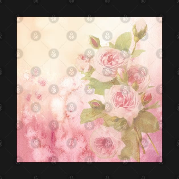 Rose Watercolor Graphic Shabby Chic Vintage Pink Rose Design, Floral Shabby Chic Home Decor Items, Apparel & Gifts by tamdevo1