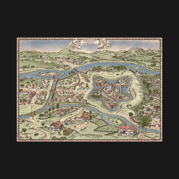 Varadinum medieval map (Braun & Hogenberg, 1618) digital reproduction by qpiii