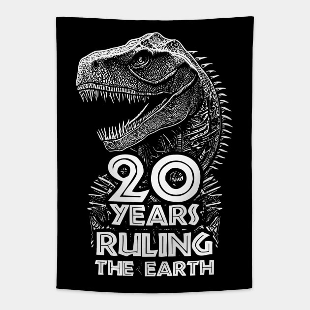 20th Anniversary - Dinosaur Lovers Birthday Tapestry by TMBTM