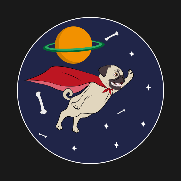 Super Pug-Space Bones-Pug Fly by pugsword