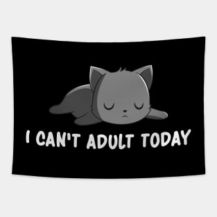 Exhausted Adult Cat Humor Lazy Kitten Nap Sarcasm Tapestry