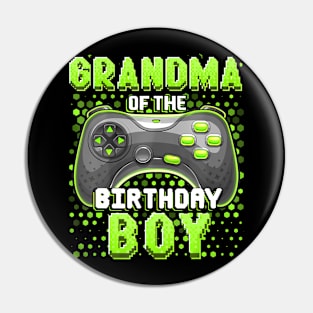 Grandma Of The Birthday Boy Matching Video Game Birthday Pin