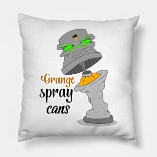 Cans orange spray Pillow