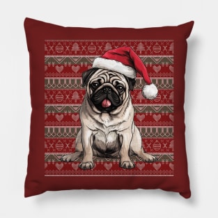 Funny Pug Dog Christmas Ugly Pillow