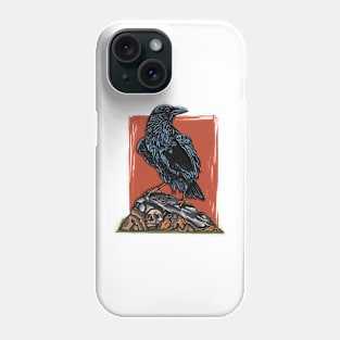 Raven Stomping on Skull Phone Case