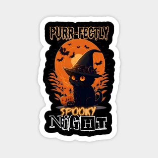 Halloween cat with a hat Purrfectly spooky night Magnet