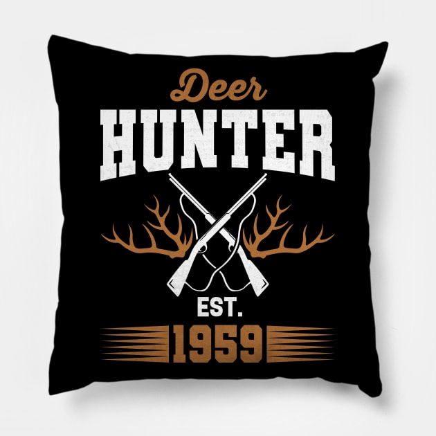 Gifts for 62 Year Old Deer Hunter 1959 Hunting 62th Birthday Gift Ideas Pillow by uglygiftideas