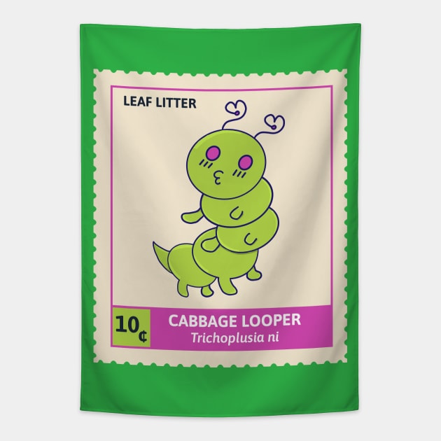 Kawaii Cute Grub, Cabbage Looper - Stamp Collection, Grub Tapestry by vystudio