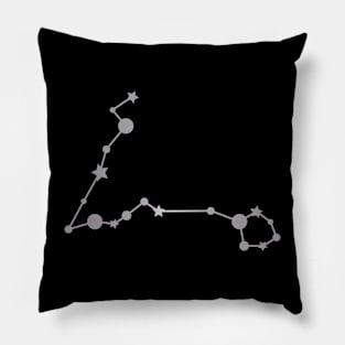 Pisces Zodiac Constellation in Silver - Black Pillow