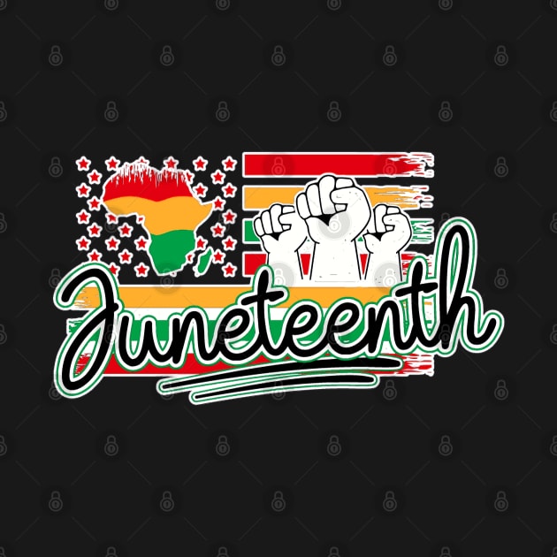 Juneteenth Flag With Raised Fist by Trinity Trinkets Custom Creations