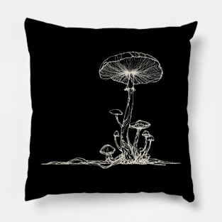 magic mushroom, shroom mushroom, line art drawing, line art, line drawing, botanical designs, botanical artistry Pillow