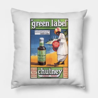 Green Label INDIAN MANGO CHUTNEY c1925 Vintage Food Sauce Advertisement Pillow