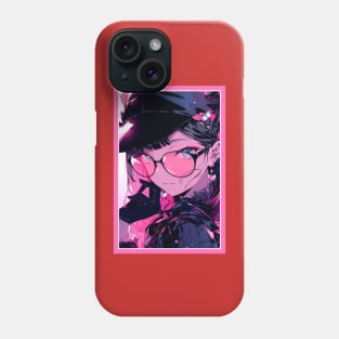 Aesthetic Anime Girl Pink Rosa Black | Quality Aesthetic Anime Design | Premium Chibi Manga Anime Art Phone Case