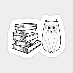 Cute Book Nerd Cat - Funny Nerdy Kitten Magnet