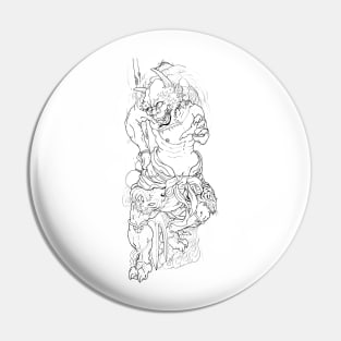 Pencil hand-drawn Oni design Pin