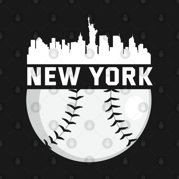 New York City Baseball Downtown NYC Skyline Design by TeeShirt_Expressive