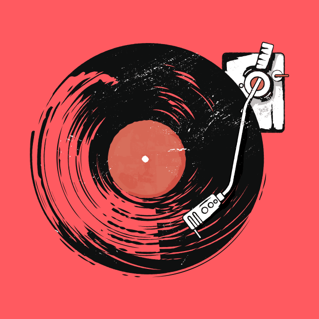 Vintage Record Player Illustration // Vinyl Lover Gift by SLAG_Creative