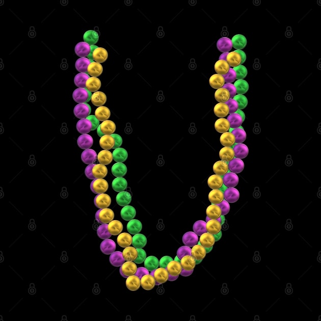 Mardi Gras Bead Necklaces in Purple, Green and Gold (Black Background) by Art By LM Designs 