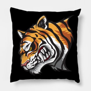 Angry Tiger - Wild Animal Cartoon Art Pillow