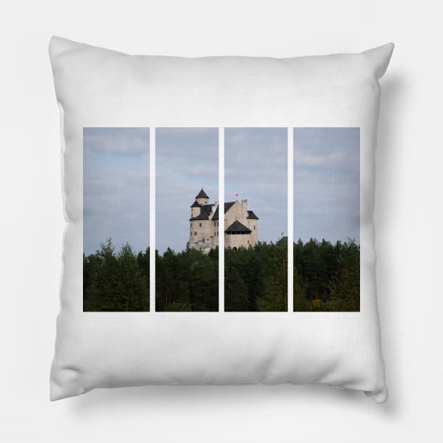 The Royal Castle of Bobolice was built in the early 14th century by king Casimir III the Great. Pillow by fabbroni-art