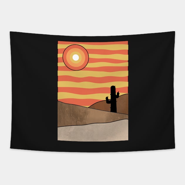 Sunny Minimalist Desert Landscape Graphic Illustration Tapestry by CityNoir