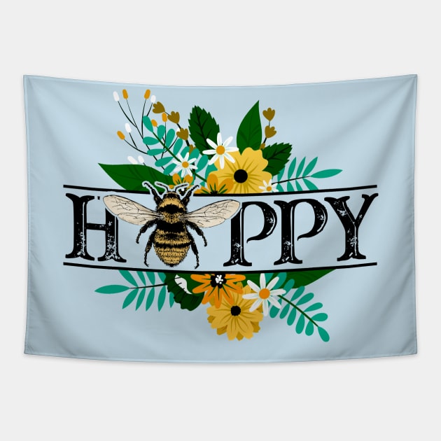 Bee Happy Tapestry by Rebel Merch