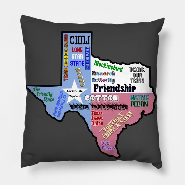 Texas State Symbols Pillow by rand0mity