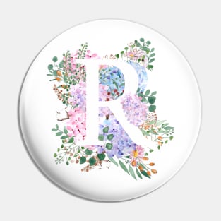 botanical monogram alphabet R hydrangea flowers Pin