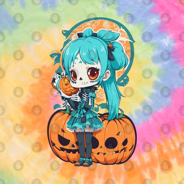 Halloween Skeleton Kawaii Girl by CatCoconut-Art