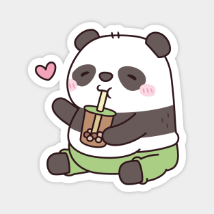 Cute Chubby Panda Bear Loves Bubble Tea Magnet