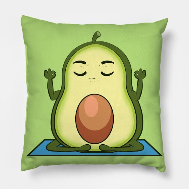 yoga avocado meditation Pillow by the house of parodies